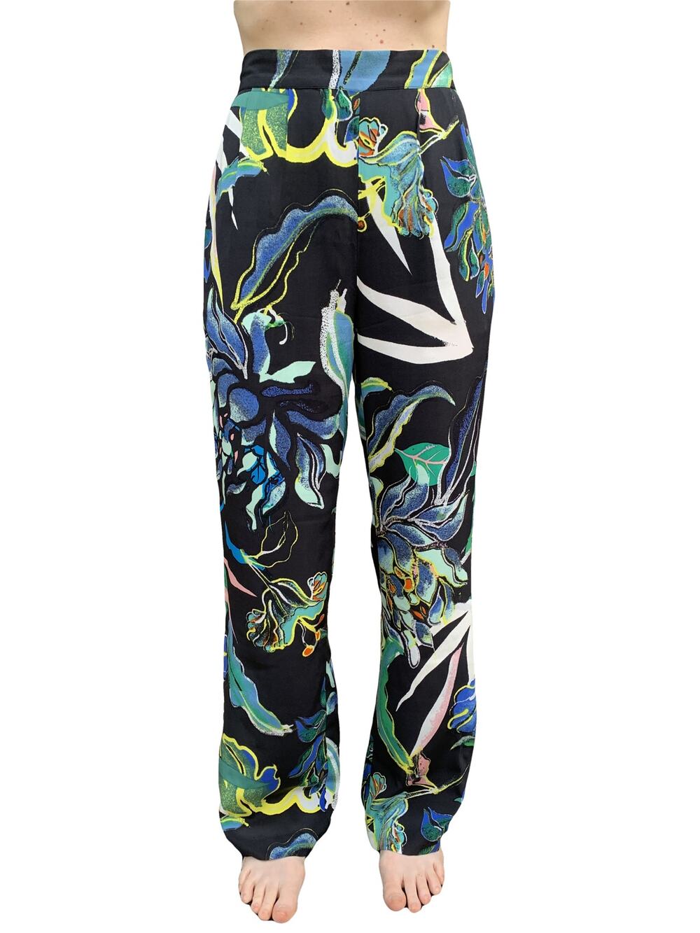 H&M Patterned Wide Leg Pants in Tropical Multi - Size 4